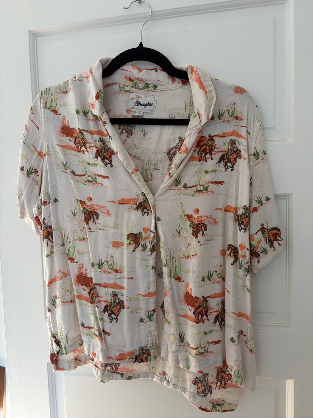 Wrangler Western Print Short Sleeve Button Up Shirt